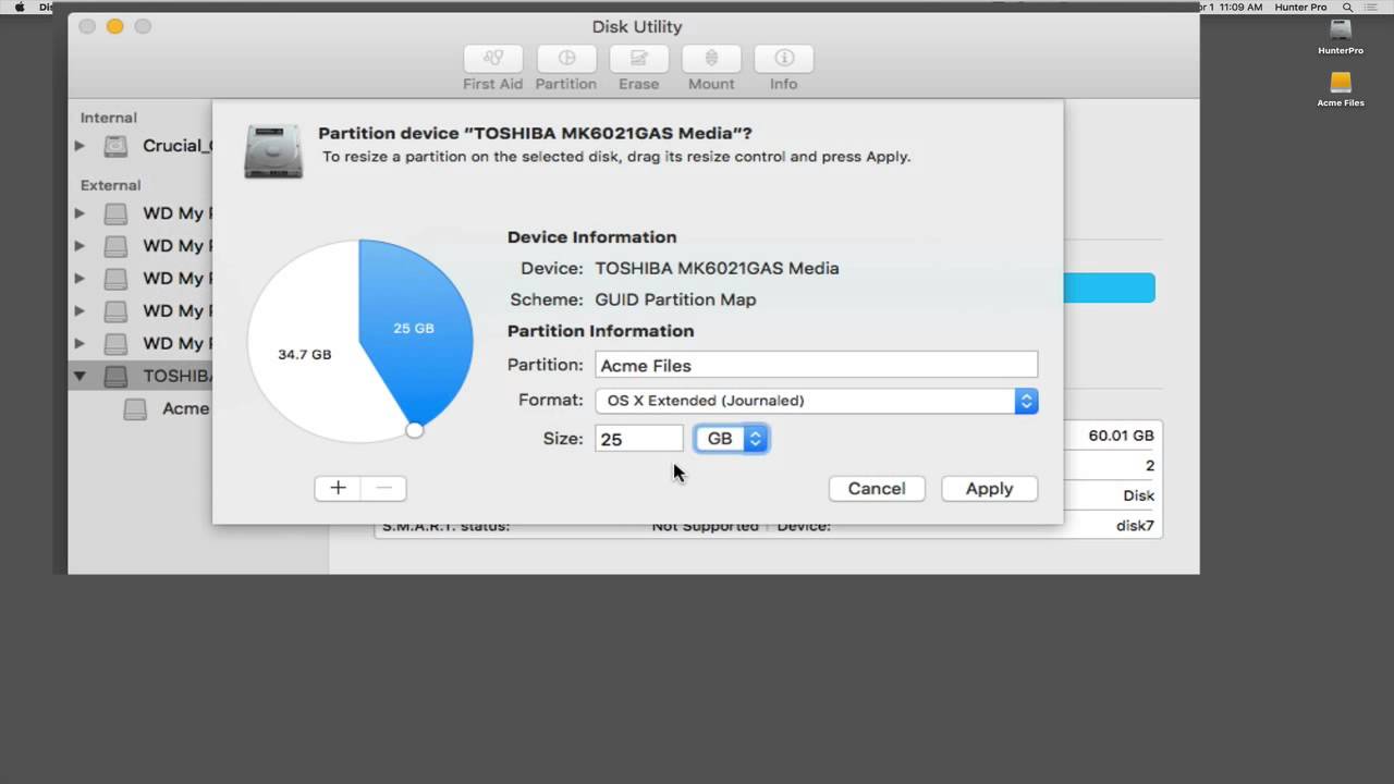 partition an external hard drive for mac and pc os x sierra